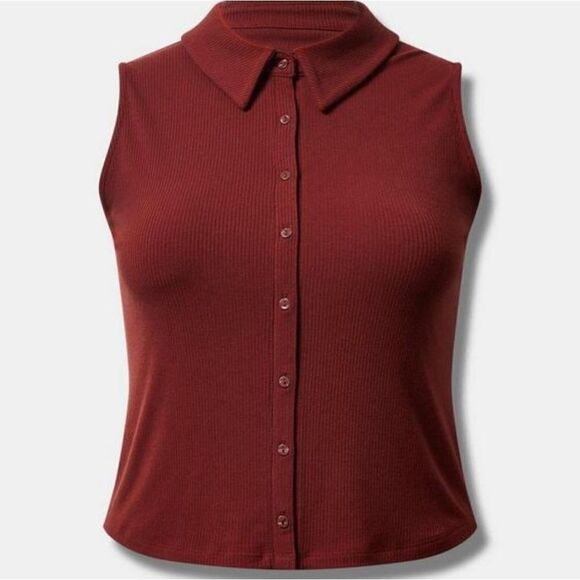 Torrid supersoft rib vneck collared button down crop top size 2 - Picture 1 of 4